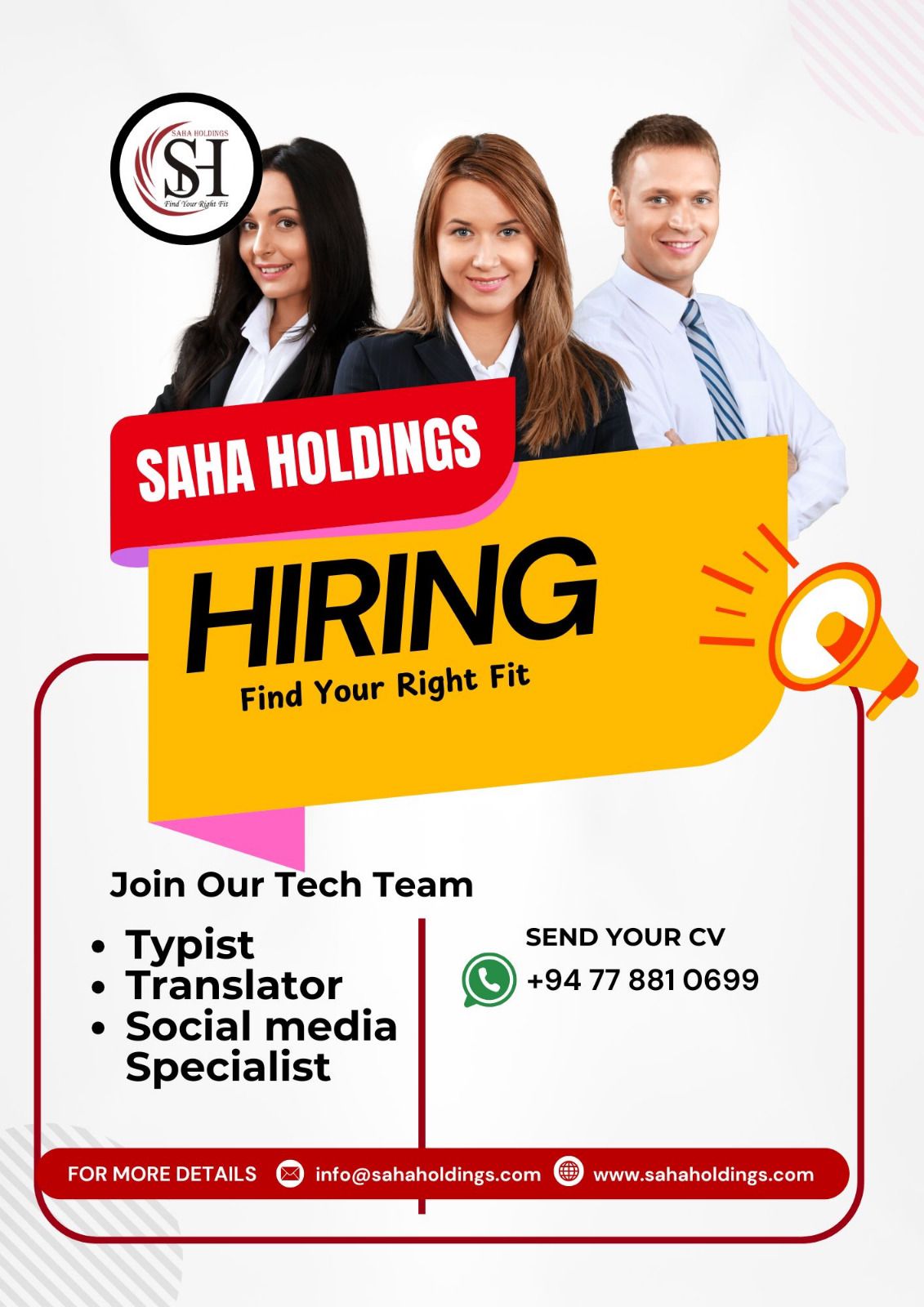 💥 SAHA HOLDINGS (PVT) LTD 💥 NOW HIRING!